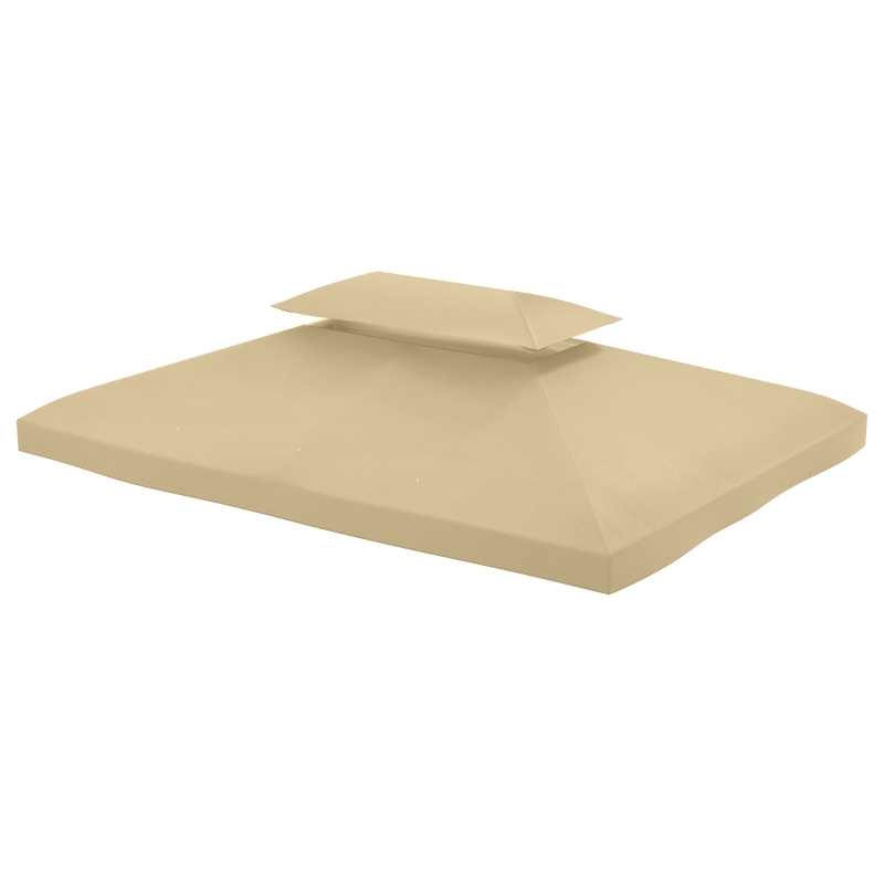 Outsunny Copertura di Ricambio per Gazebo 4x3 m in Poliestere Anti UV con Tetto a 2 Livelli, Crema