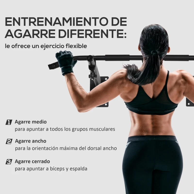 HOMCOM Barras de Dominadas para Pared Colgador de Saco de Boxeo 2 en 1 Entrenamiento Muscular Pull Up para Casa Carga Máxima 150 kg Negro