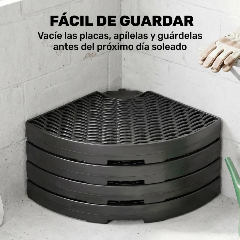 Outsunny Base para Sombrilla de 4 Piezas Rellenable con Arena 68 kg o Agua 52 L para Jardín Patio Terraza Negro