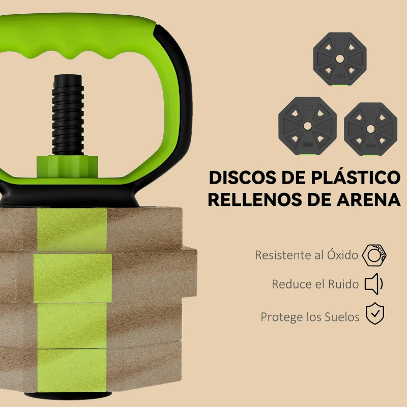 SPORTNOW Juego de Mancuernas Ajustables 20 kg 6 en 1 como Kettlebell Barra Mancuernas Soporte para Flexiones para Gimnasio Casa