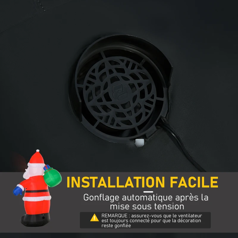 HOMCOM Père Noël Gonflable LED 2,4H m avec hotte Polyester imperméable Rouge