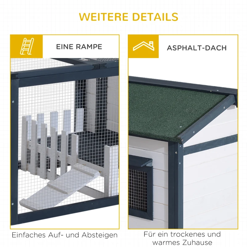 PawHut Konijnenhok, konijnenhok, caviahok, konijnenhok, hok voor kleine dieren, ren