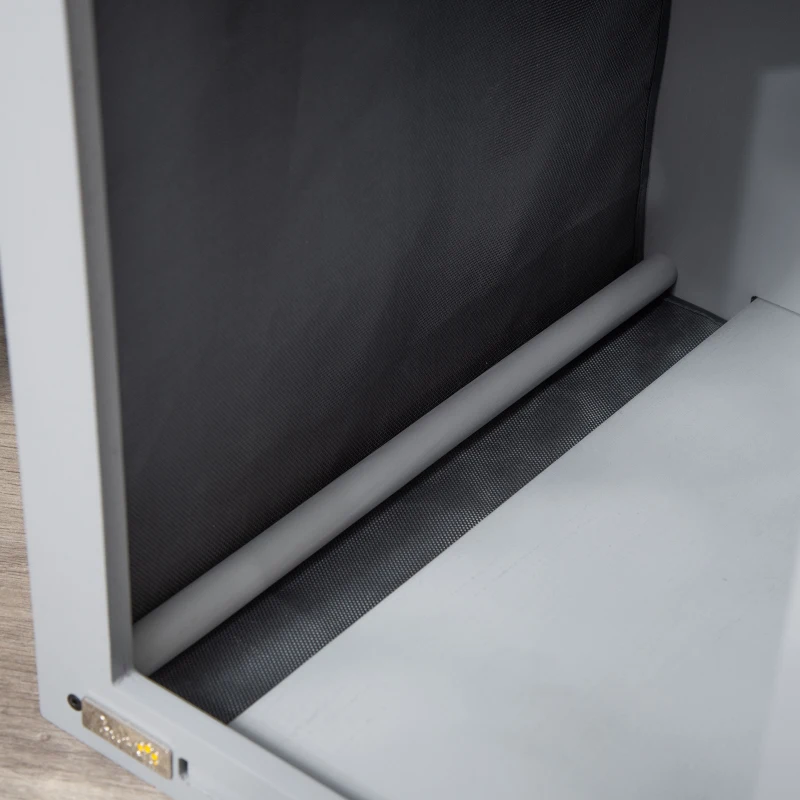 PawHut Caseta de Madera para Perros Pequeños Caseta para Mascotas Interior con Cojín Acolchado Grueso Cobertura de Tela Oxford Extraíble y Ventilaciones 60x43x55 cm Gris