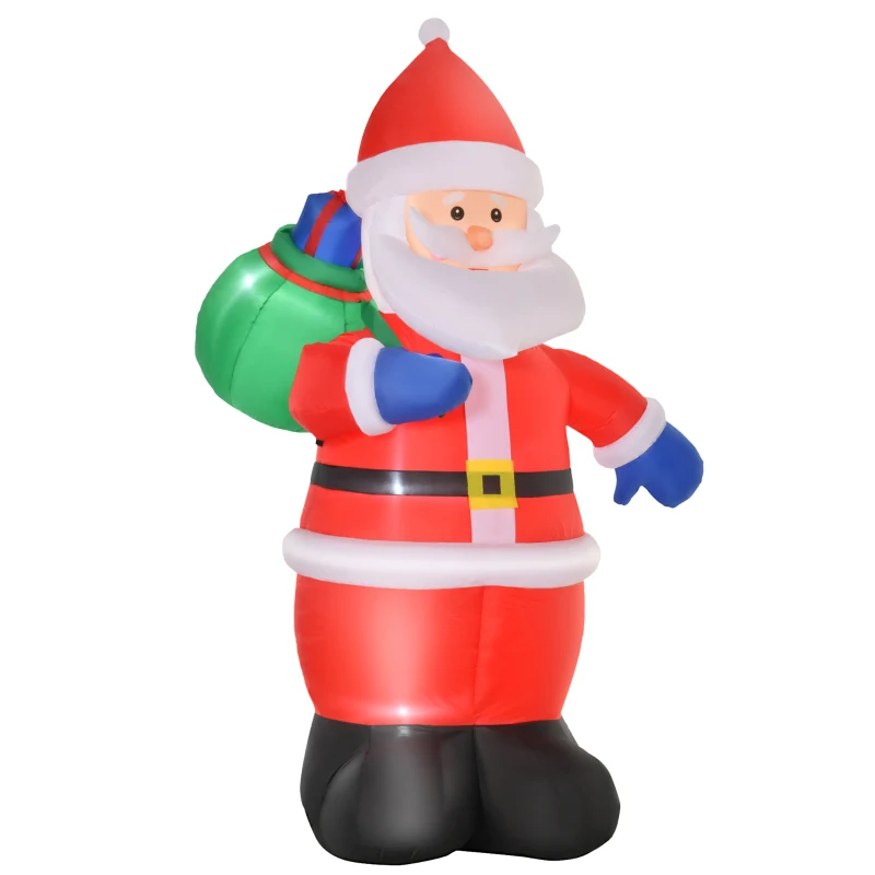 HOMCOM Père Noël Gonflable LED 2,4H m avec hotte Polyester imperméable Rouge