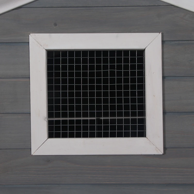 PawHut Gallinero Exterior de Madera Recinto con Nido y Corral Bandeja Extraíble Ventana de Malla Rampa Área de Cultivo 160x80x110 cm Gris y Blanco