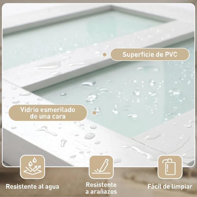 HOMCOM Puerta Corredera Interior 91x213 cm con Kit de Montaje, MDF y Vidrio Esmerilado, Riel y Herrajes, Blanco