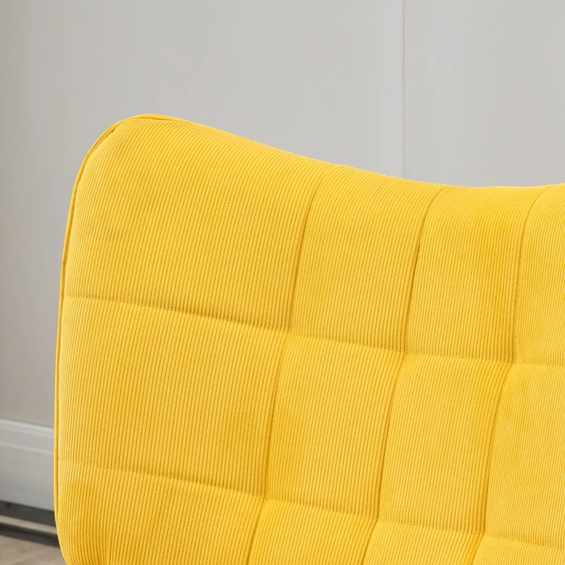 HOMCOM Fauteuil scandi accent met voetenbank, fauteuilset, beukenhout, corduroy-look, geel