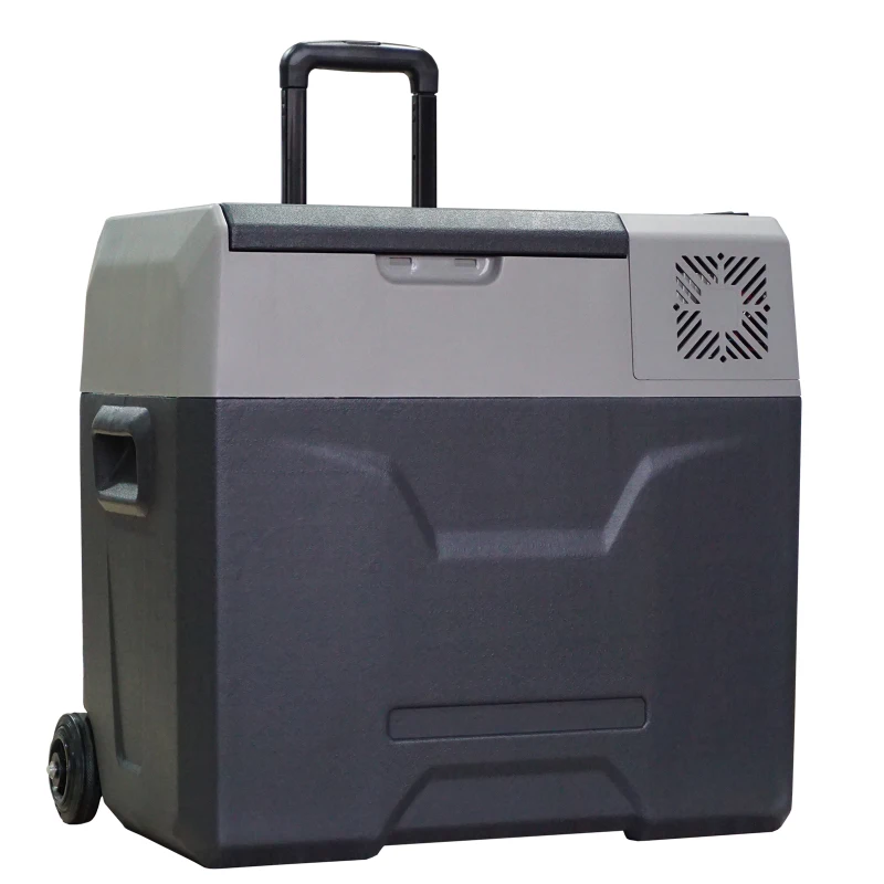 HOMCOM Nevera y Congelador de Compresor 50L Eléctrica Refrigerador de Coche CC 12V/24V hasta -20℃ Pantalla LED Táctil Asa Retráctil Ruedas para Hogar Camping Viajes Automóvil 58,6x37,8x54,5 cm Negro