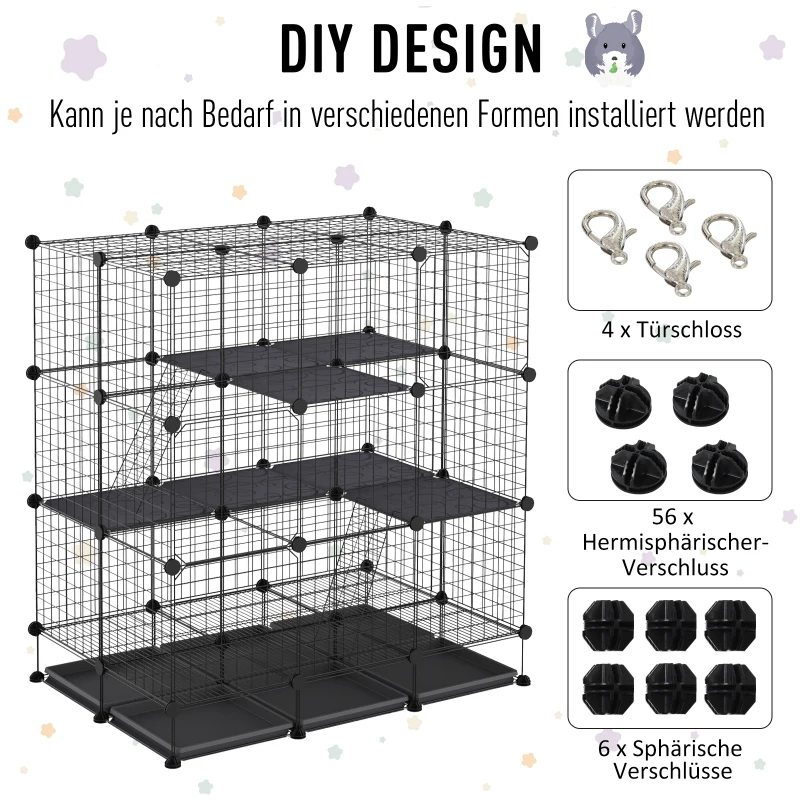 kooi voor kleine huisdieren DIY konijnenkooi met helling verwijderbare plaat staal PP-hars