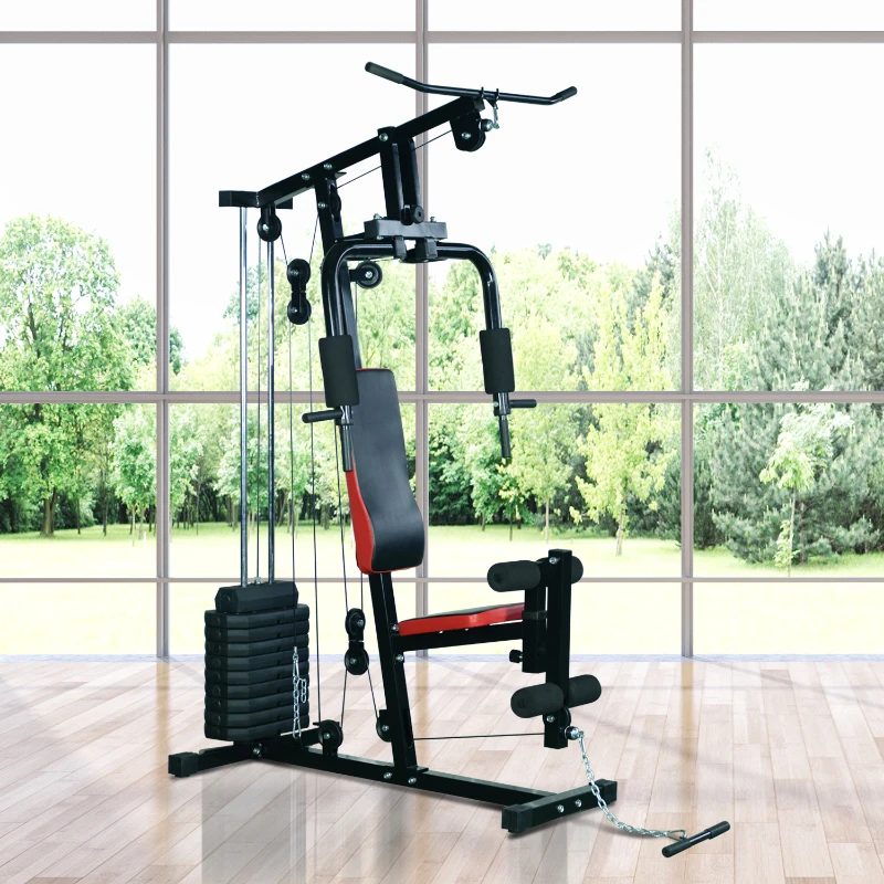 HOMCOM Fitnessstation Kraftstation Multigym Fitnesscenter Fitnessgerät Latzug Beincurl