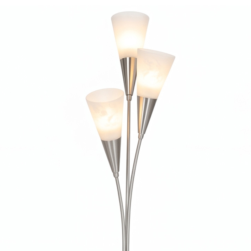 HOMCOM Vloerlamp woonkamer 40 W met voetschakelaar, 3 x E14-fitting, voor slaapkamer of kantoor, zilver, zonder lichtbronnen