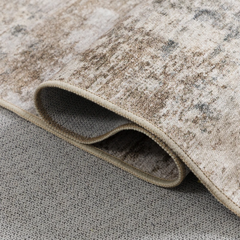 HOMCOM Vloerkleed van polyester, modern artistiek patroon, wasbaar, bruin