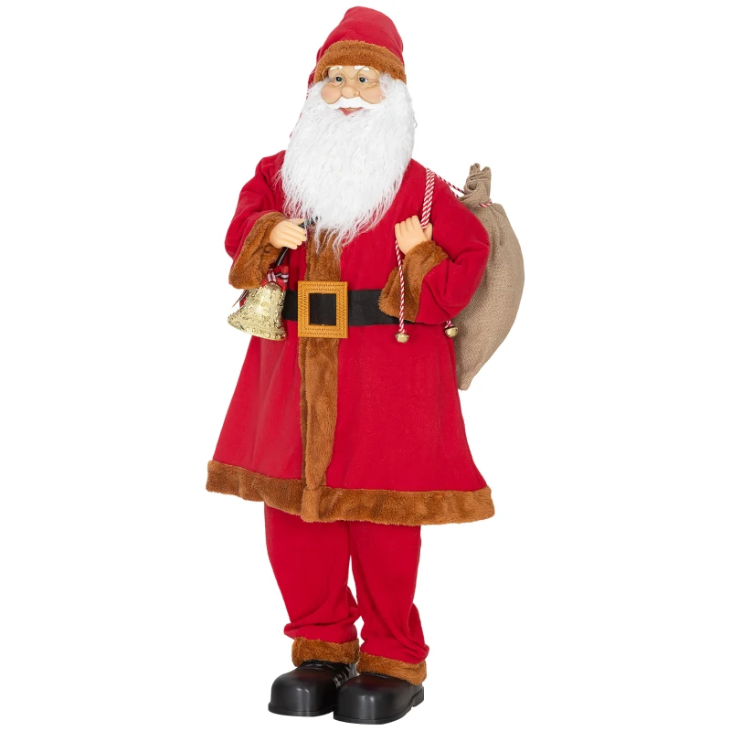 HOMCOM Weihnachtsmann 120 cm Nikolaus Figur mit Beweglichem Kopf und Armen, Glocke und Sack, Geräusch- und Berührungssensor