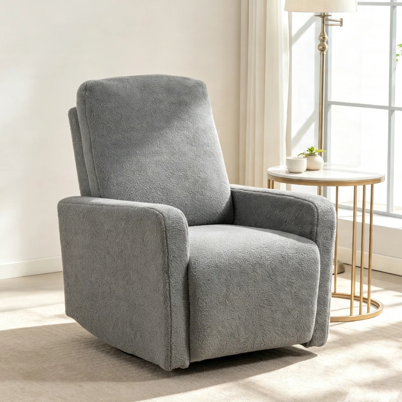 HOMCOM Fotoliu recliner, fotoliu de relaxare cu tapițerie din fleece, spătar reglabil, fotoliu tapițat, oțel, gri