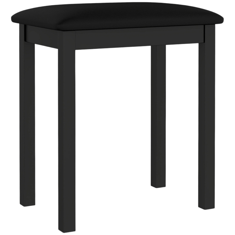 HOMCOM Klavierhocker mit Kautschukholz-Beinen, Gepolsterte Sitzfläche, PU-Kunstlederbezug, Schwarz