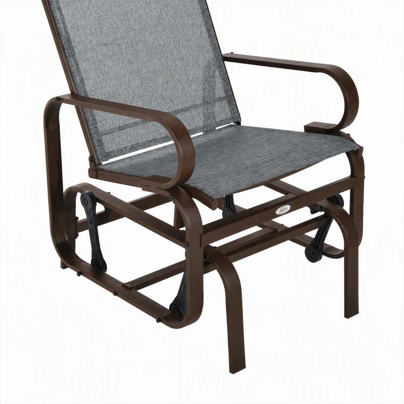 Outsunny Schaukelstuhl Garten Gartenstuhl Relaxstuhl Gartenschaukel Garten Metall Schaukel Stuhl für Garten Terrasse Balkon Texteline Grau+Braun 60 x 78 x 105 cm