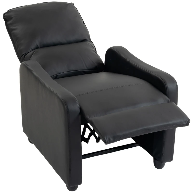 HOMCOM Manuell verstellbarer Relaxsessel 155° mit Fußstütze, in PU-Leder, für Wohnzimmer und Schlafzimmer, 69x91x100cm, Schwarz