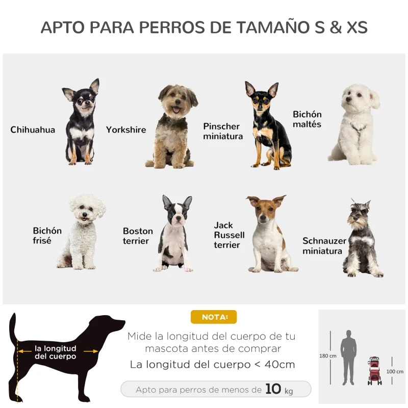 PawHut Cochecito para Mascotas Plegable con Solo un Clic Carrito para Perros Desmontable con 2 Niveles Ruedas Giratorias Frenos Ventana y Bolsillos 82x48x92 cm Rojo