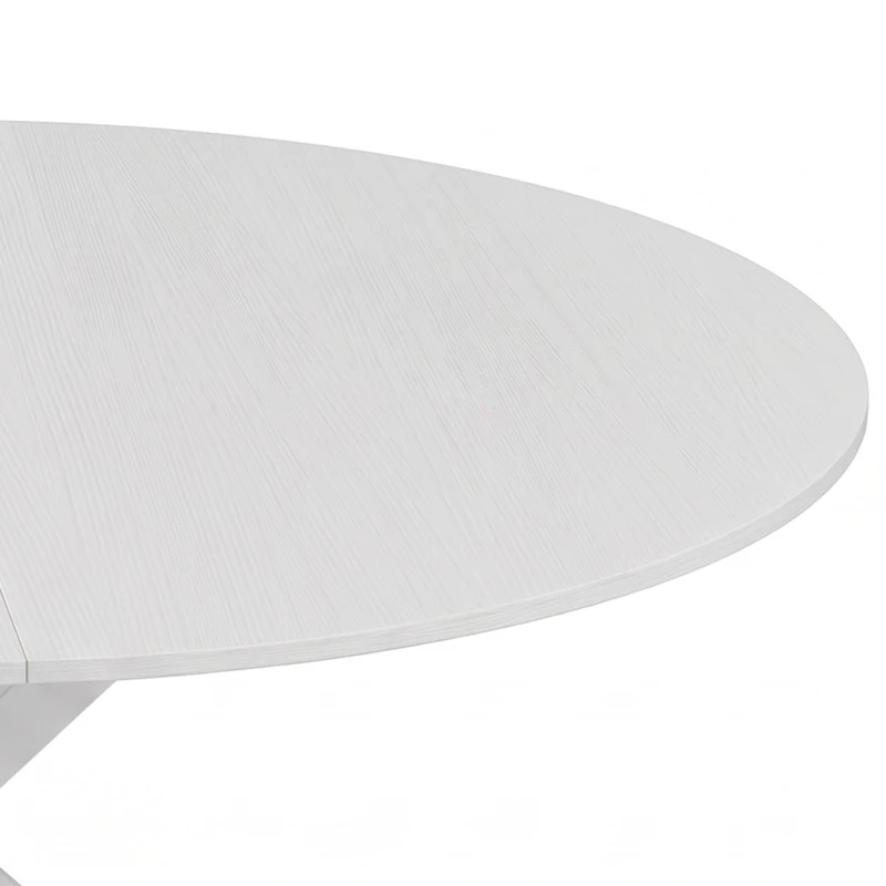 HOMCOM Ronde eettafel voor 4 personen, keukentafel in industriële stijl met stalen poten, voor eetkamer en keuken, wit