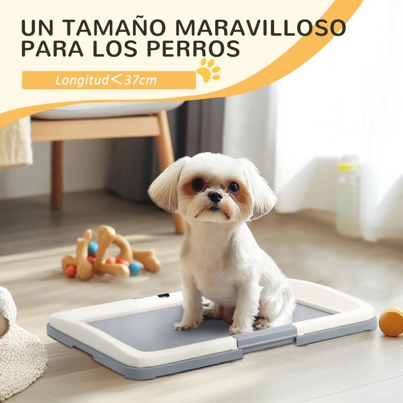 PawHut Inodoro para Perros con Bandeja para Entrenamiento de Cachorros en Exterior e Interior 63x48,5x6 cm Gris