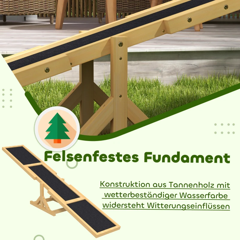 PawHut Hundewippe für Agility Training, rutschfest, bis 50 kg belastbar, 180 x 30 x 30 cm