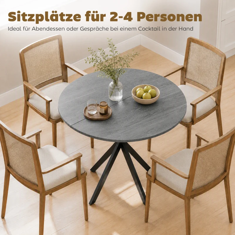 HOMCOM Ronde keukentafel, 80 cm, compact tafelblad, spaanplaat, metaal, grijs