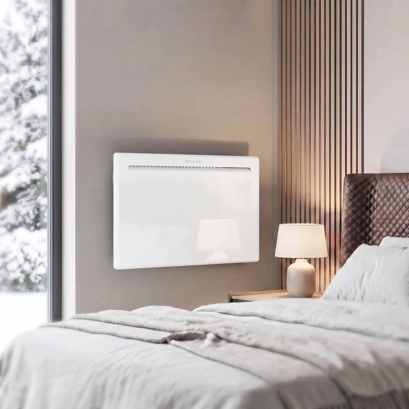 HOMCOM Smart Panel Heater Wall Mounted/Freestanding, Electric Heater with Weekly Timer, Open Window & Anti-Frost, 1000W, White