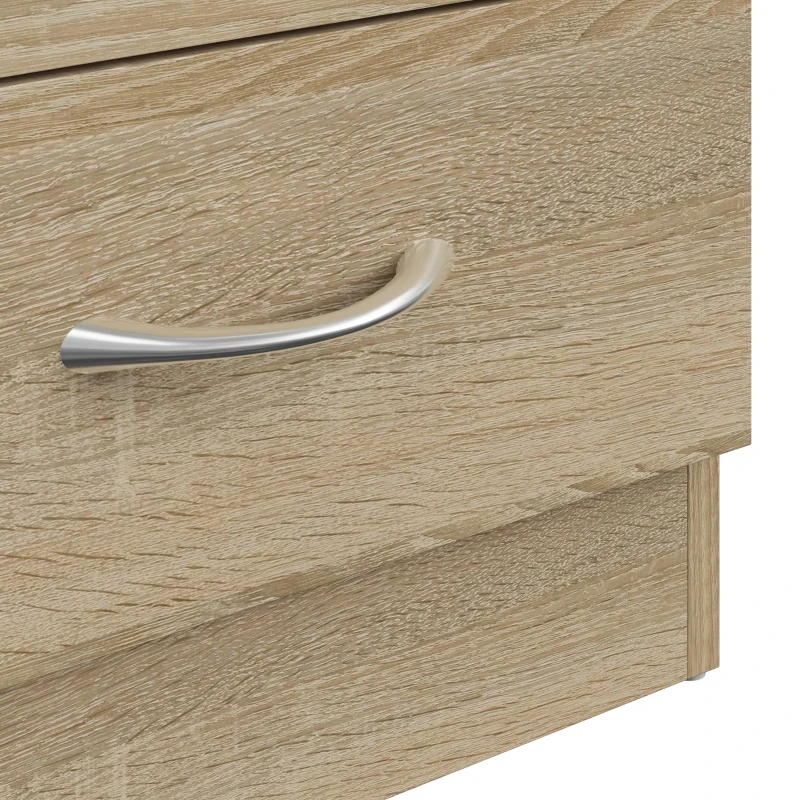 HOMCOM Three-Drawer Simple Bedside Table - Oak