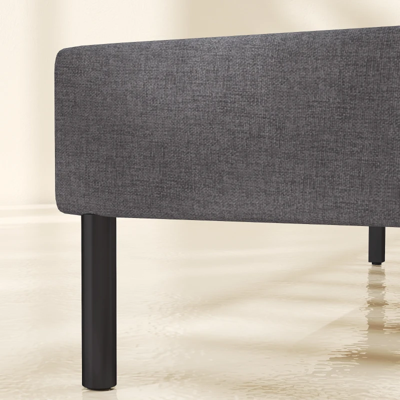 HOMCOM Bedframe 140 x 200 cm met verstelbaar hoofdbord, gestoffeerd bed in linnenlook met 12 latten