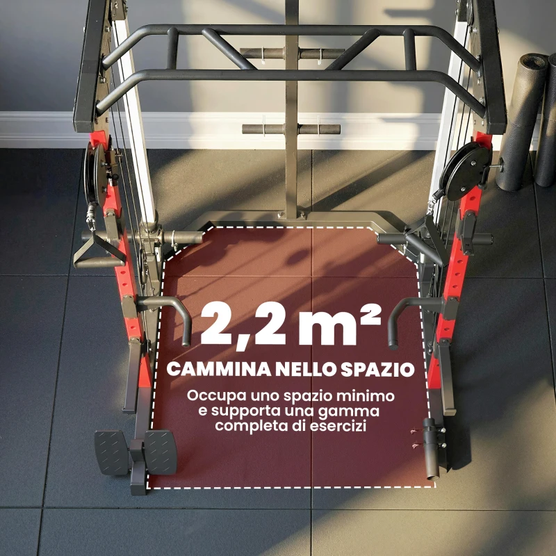 SPORTNOW Power Tower con Sistema di Cavi Pulley Regolabili, Rack Palestra Multifunzione con Barre Trazioni e Dip, Ganci J, Squat Rack, Supporto Landmine, Capacità 900 kg