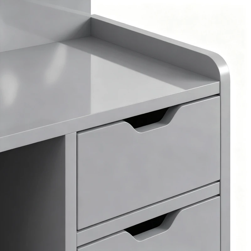 HOMCOM Bedside Table, Small Bedside Cabinet with 2 Drawers and Storage Shelves, Modern Nightstand for Bedroom, Grey
