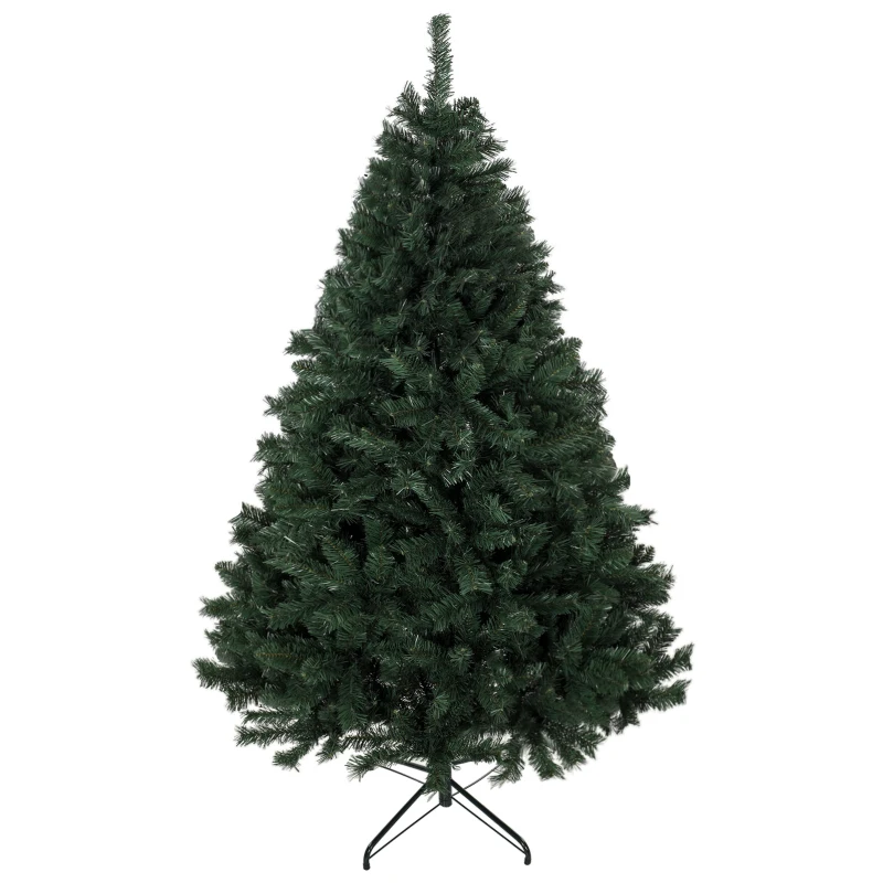 HOMCOM Künstlicher Weihnachtsbaum 180 cm mit 820 flammhemmenden Zweigen, klappbare Stahlbasis, Grün