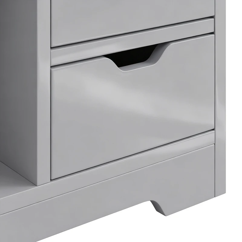 HOMCOM Bedside Table, Small Bedside Cabinet with 2 Drawers and Storage Shelves, Modern Nightstand for Bedroom, Grey