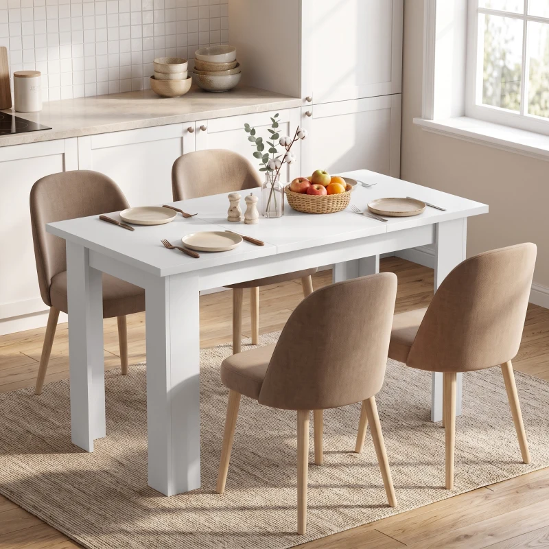 HOMCOM Masă de dining modernă cu spațiu de depozitare, 120 cm, albă