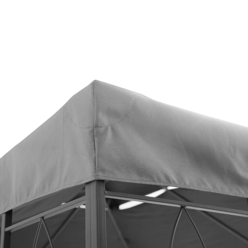 Outsunny Copertura per Gazebo 4x3 m a 2 Livelli in Poliestere con Cinghie e 10 Fori di Drenaggio, Grigio