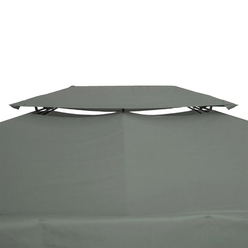 Outsunny Copertura per Gazebo 4x3 m a 2 Livelli in Poliestere con Cinghie e 10 Fori di Drenaggio, Grigio Scuro