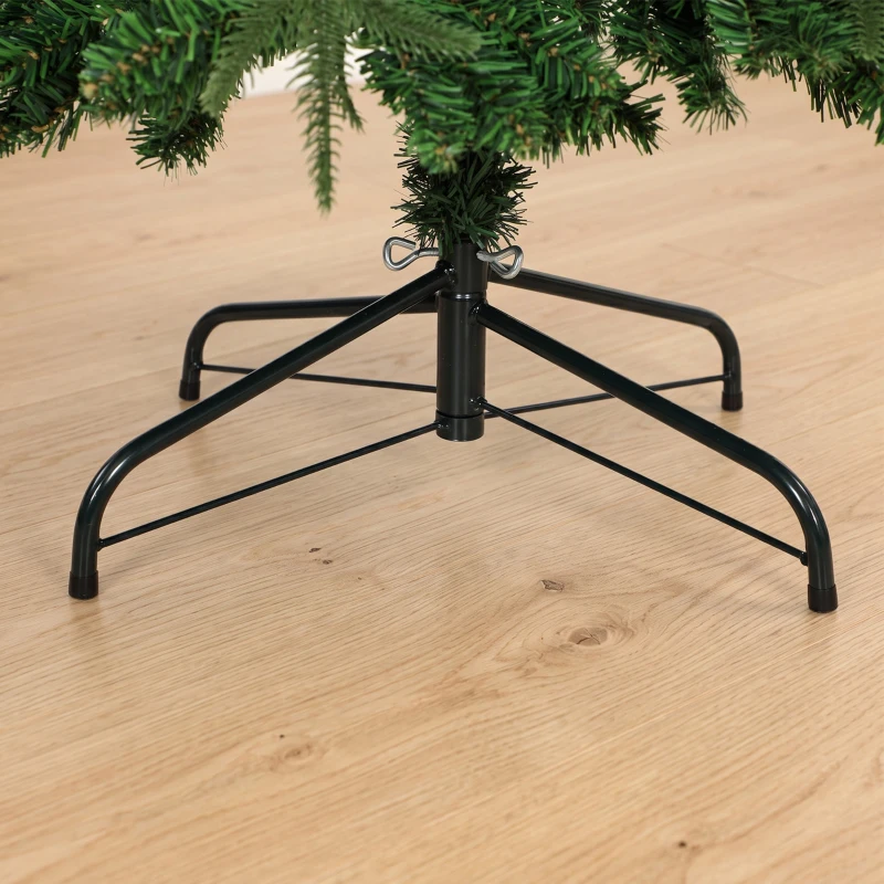 HOMCOM Sapin de Noël Artificiel 210 cm, Branches Articulées en PE et PVC Ignifuges, Support en Acier Pliable, Vert