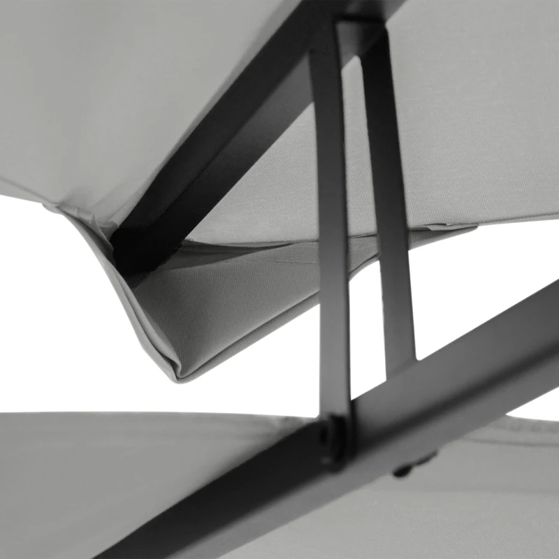 Outsunny Copertura per Gazebo 4x3 m a 2 Livelli in Poliestere con Cinghie e 10 Fori di Drenaggio, Grigio