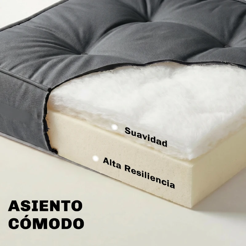 Outsunny Conjunto de Cojines para Sillas de Comedor y Jardín Impermeable con 2 Amarres de Fijación 42x42x5 cm Gris Oscuro