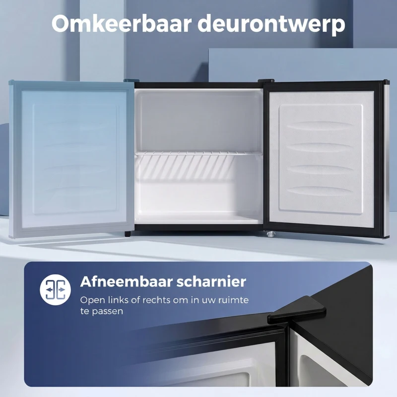 HOMCOM Mini-Vriezer, 35 L Minikoelkast, -14 tot -24℃, 5-Staps Temperatuurregeling, 47 x 44,2 x 48,8 cm, Zilver(m-7)