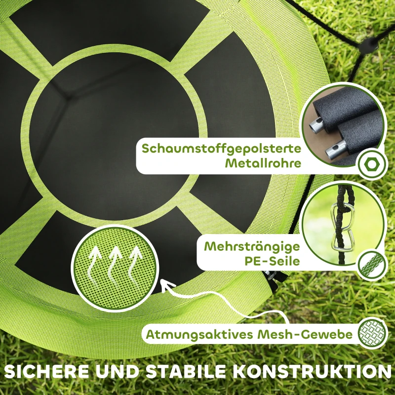 AIYAPLAY Nestschaukel, Runde Gartenschaukel, 150 kg belastbar, höhenverstellbar, Grün