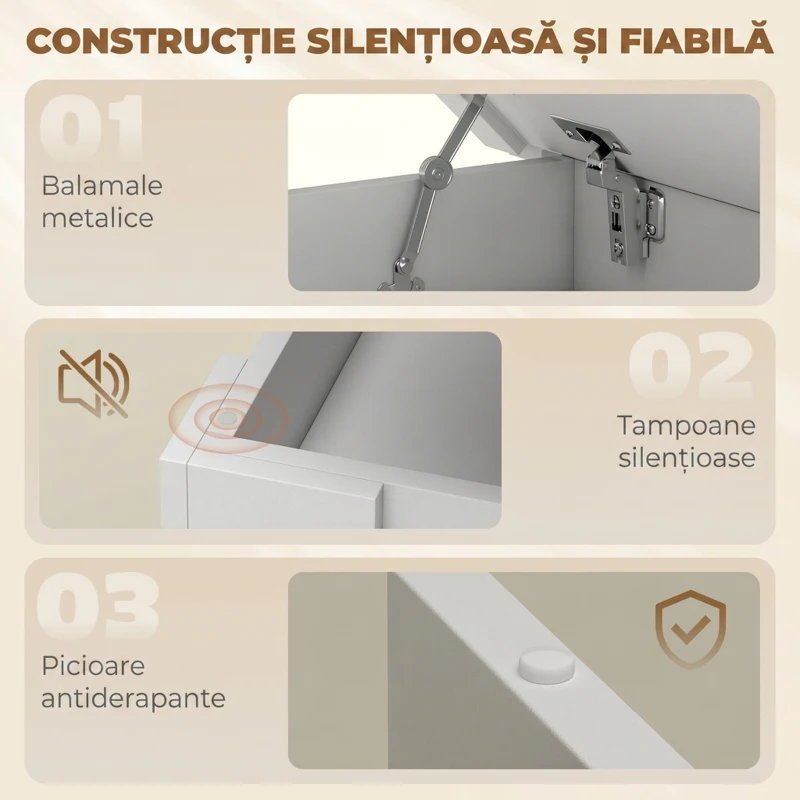 HOMCOM Masă de dining modernă cu spațiu de depozitare, 120 cm, albă