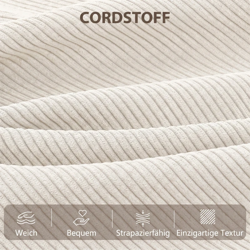 HOMCOM Schlafsofa mit verstellbarer Rückenlehne, Bettfunktion, verstecktem Stauraum und Cordbezug, Beige