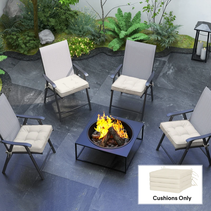 Outsunny Conjunto de Cojines para Sillas de Comedor y Jardín Impermeable con 2 Amarres de Fijación 42x42x5 cm Crema