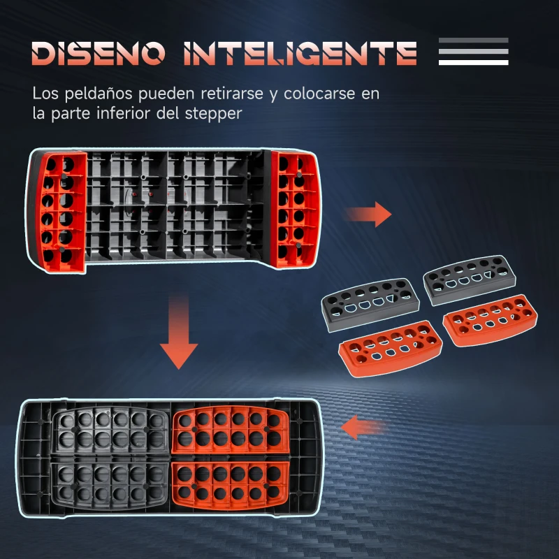 HOMCOM Plataforma Step para Deporte y Gimnasia con Altura Regulable en 10/15/20 cm Carga 150 kg 78x28x20 cm Gris y Rojo