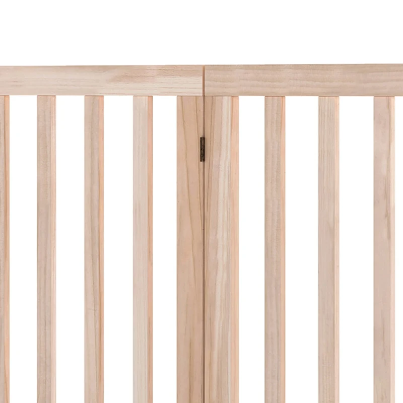 PawHut Wooden Dog Gate, 3-Panel Freestanding Pet Gates Indoor with 2 Support Feet and 360° Flexible Hinges, Natural