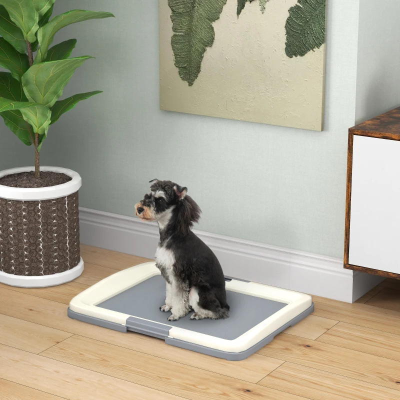 PawHut Inodoro para Perros con Bandeja para Entrenamiento de Cachorros en Exterior e Interior 63x48,5x6 cm Gris