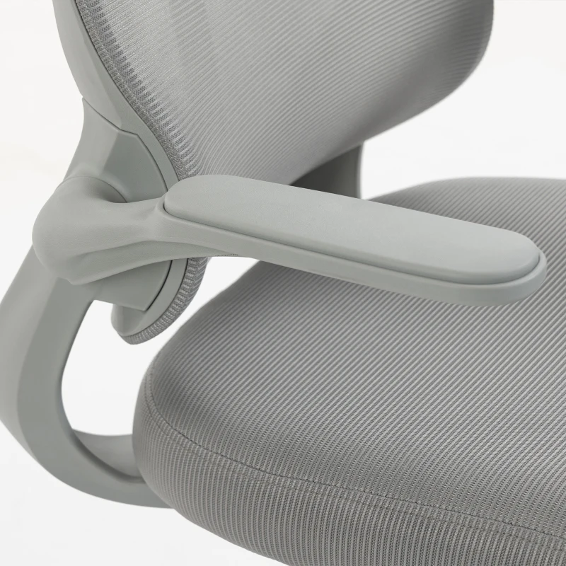 HOMCOM Ergonomische mesh-bureaustoel, draaistoel met hoge rugleuning, opklapbare armleuningen en schommelfunctie, grijs