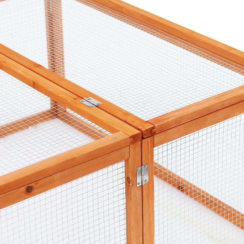 PawHut Hasenstall Kaninchenstall aus Holz Winterfest Kaninchenkäfig mit aufklappbar Dach 181x100x48 cm Kleintierstall Hasenkäfig für Kleintiere Kaninchen Meerschweinchen Indoor Outdoor Natur