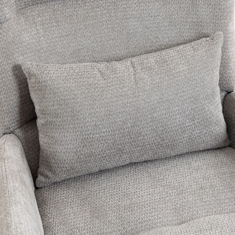 HOMCOM 360° draaibare loungestoel met voetenbank, in hoogte verstelbaar, chenille bekleding, met lendekussen, crèmewit